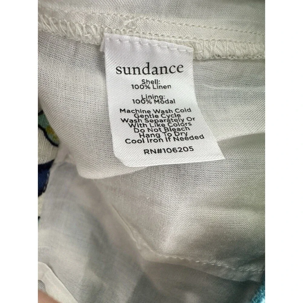 Sundance Linen Midi Skirt Graceful Verenia Teal Blue Floral Damask Boho 12 Lined
